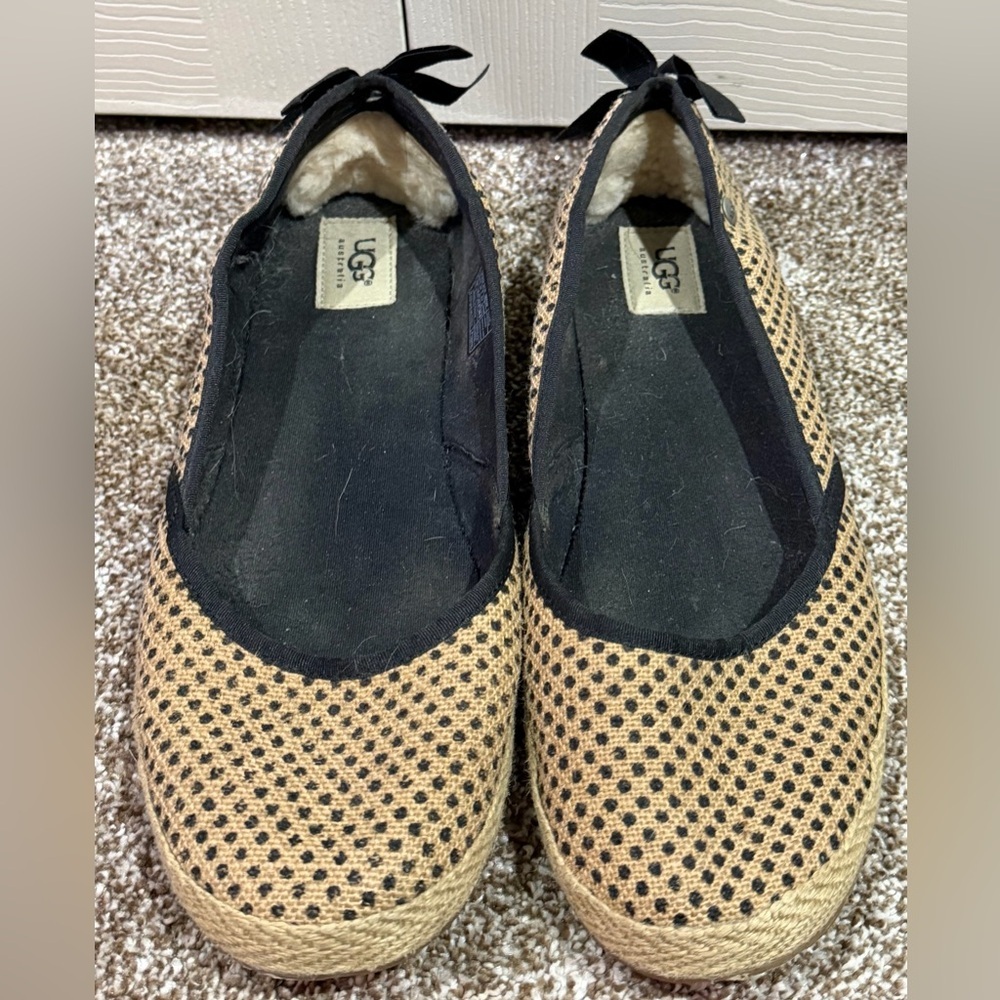 UGG Australia Indah Burlap Espadrilles Ballet Flats Slip On Shoes Women’s Sz 12